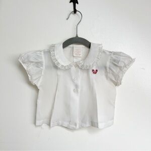 Vintage White Baby Blouse with Butterfly Embroidery